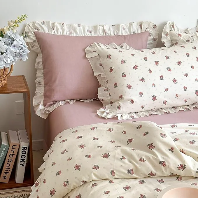 Long-Lasting MKXI Twin Size Floral Duvet Cover Set Enhanced