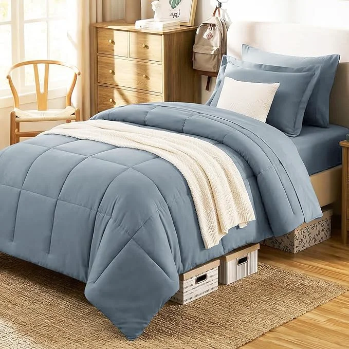 Professional CozyLux Twin XL Comforter Set Grayish Blue High-Performance