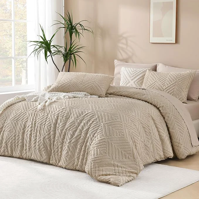 Elegant Andency Khaki Queen Comforter Set 3 Pieces Lightweight Fluffy Boho Bedding Dependable