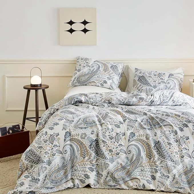 Consistent SUSYBAO Flower Paisley Duvet Cover Queen Cotton 3 Pcs Set 1 Vintage Boho Minimalist