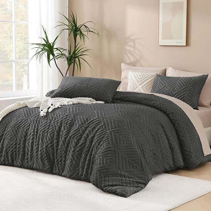 Top-Quality Andency Dark Grey Comforter Set King Size 3 Pieces Gray Boho Bedding Set Carefully Designed