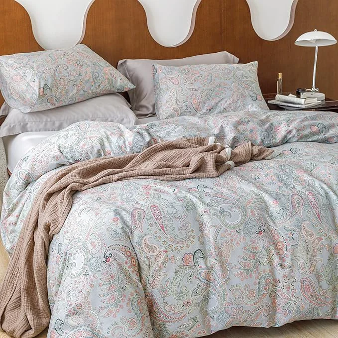 Innovative SUSYBAO Pink Paisley Duvet Cover King Cotton Vintage Boho Duvet Cover 3 Original