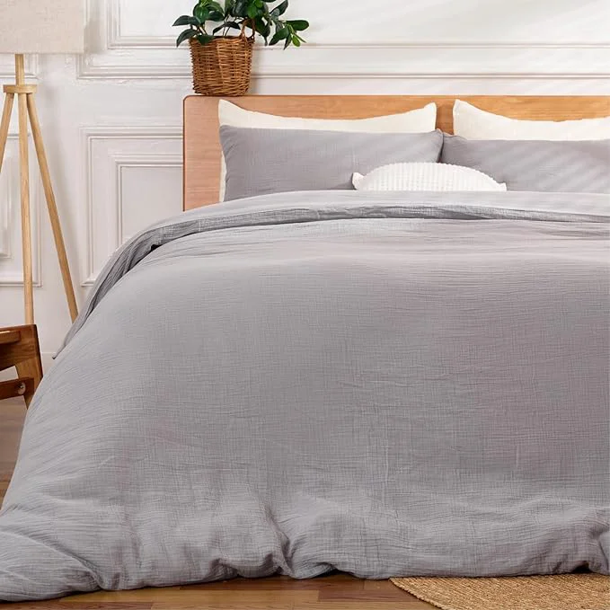 Excellent Gray Duvet Cover King Sandwashed Cotton Soft King Size Duvet Cover Set 3 Professional