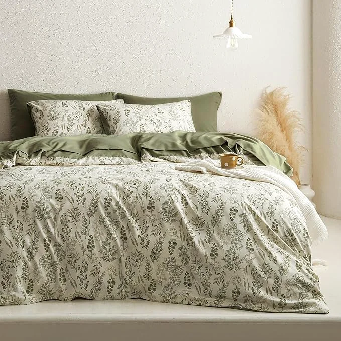 Pure BOLINLIVING Floral Duvet Cover Twin Size Breathable Soft Microfiber Bedding Set First-Class
