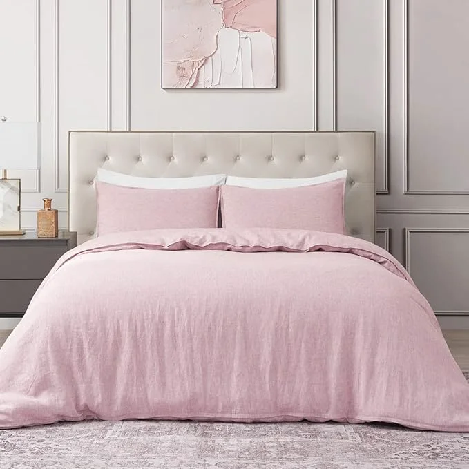 Reusable DAPU Pure Linen Duvet Cover Set Yarn-Dyed French Linen Breathable and Powerful