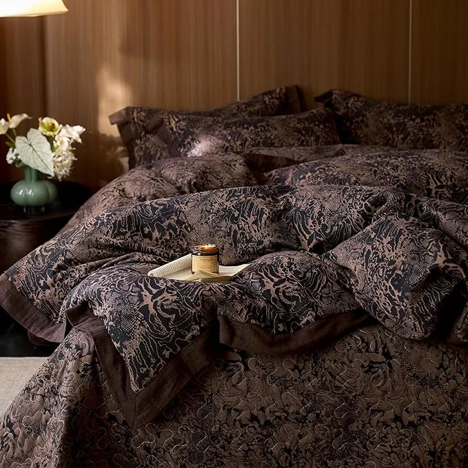 Fine mixinni Duvet Cover Set King Vintage Opulence Yarn-Dyed Jacquard Double-Layer Refined