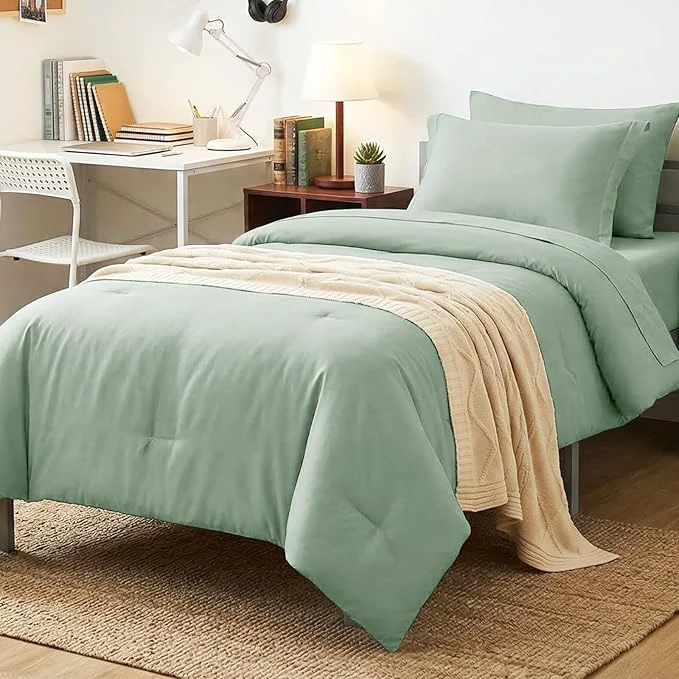 Verified CozyLux Twin XL Comforter Set Sage Green 5 Pieces Bed in a Bag Twin Extra Long Reusable