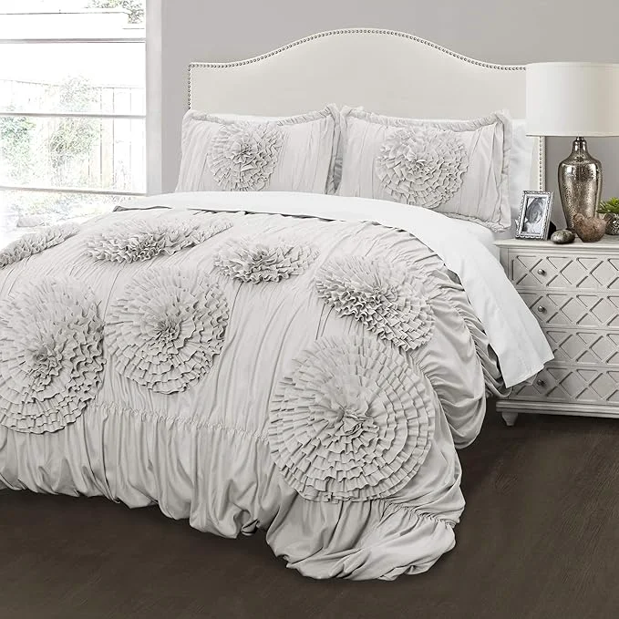 Expertly Made Lush Decor Serena Comforter Set 3 Piece Set Light Gray Efficient