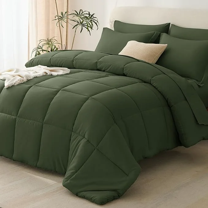 Clean CozyLux King Size Comforter Set Olive Green Healthy