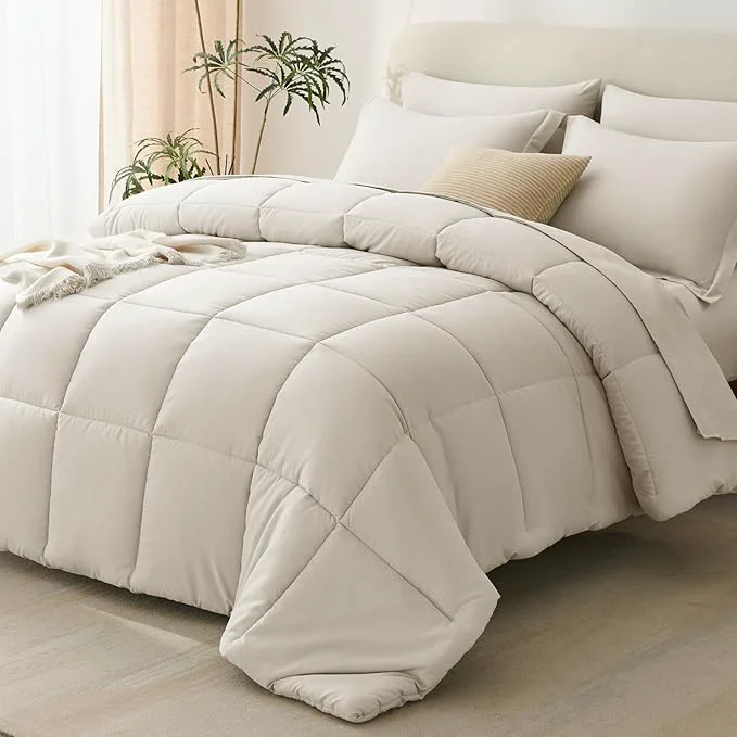 Premium Material CozyLux Full Size Comforter Sets Beige Pure