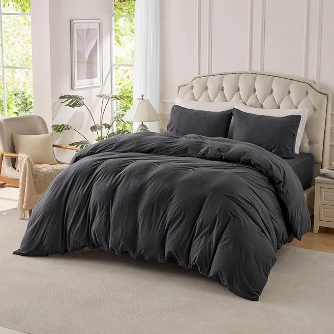 Fashionable PURE ERA Jersey Knit Duvet Cover Set T-Shirt Cotton Super Soft Comfy 3pc Traditional