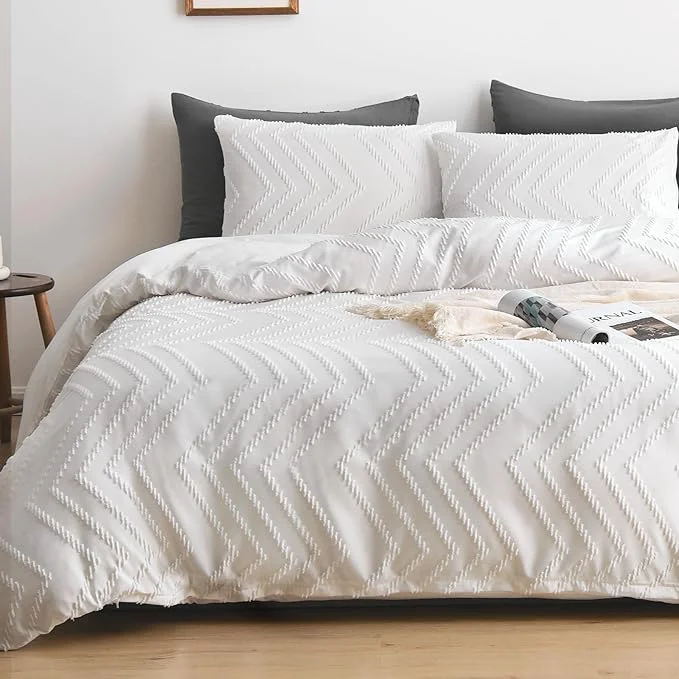 Flexible WARMDERN Boho Duvet Cover Set Tufted Bedding Duvet Covers Soft Washed Fine