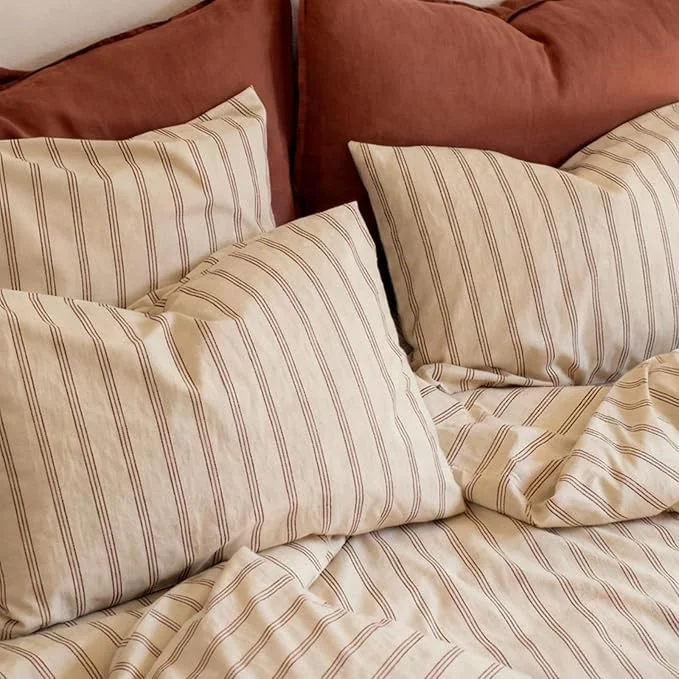 Unique mixinni Striped Duvet Cover Set Twin XL 3 Piece Cotton Linen Blend Bedding Set Artisan