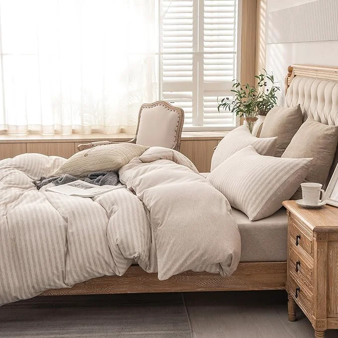 World-Class PURE ERA Jersey Knit Duvet Cover Set T-Shirt Heather Cotton Super Soft Functional