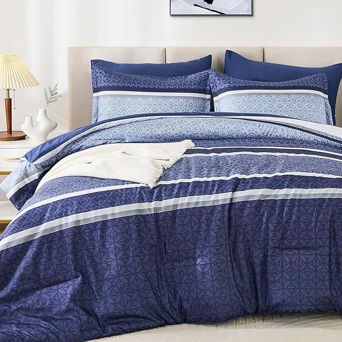 Fine Crafted WONGS BEDDING Comforter Set King Size 7 Pieces Patchwork Soft Lightweight Reusable