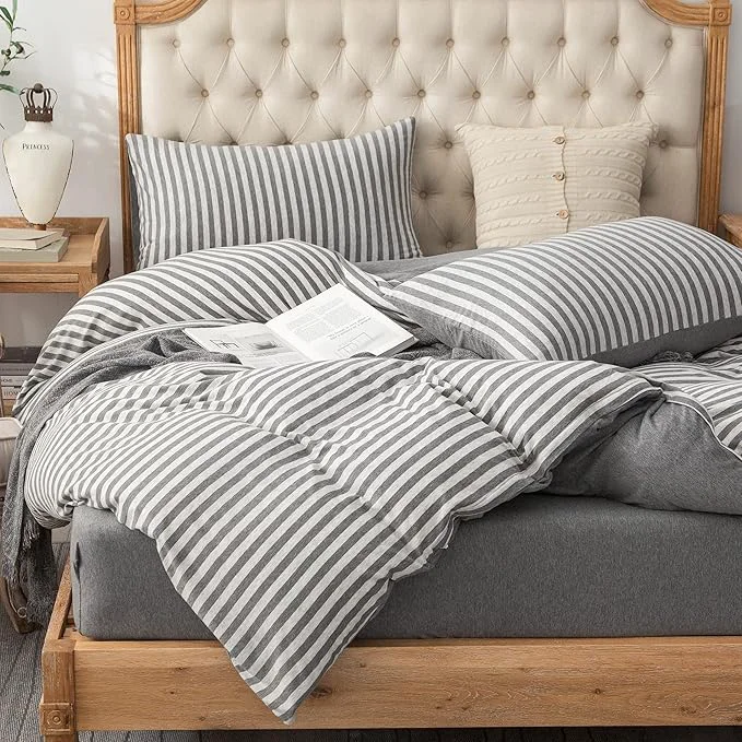 Recyclable PURE ERA Jersey Knit Duvet Cover Set T-Shirt Heather Cotton Super Soft First-Class