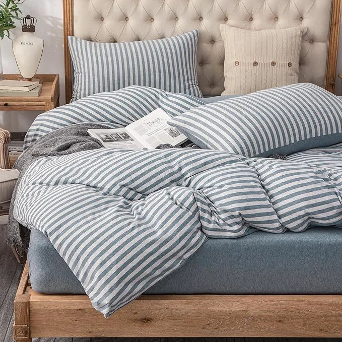 Casual PURE ERA Jersey Knit 2pc Duvet Cover Set T-Shirt Heather Cotton Super Soft Clean