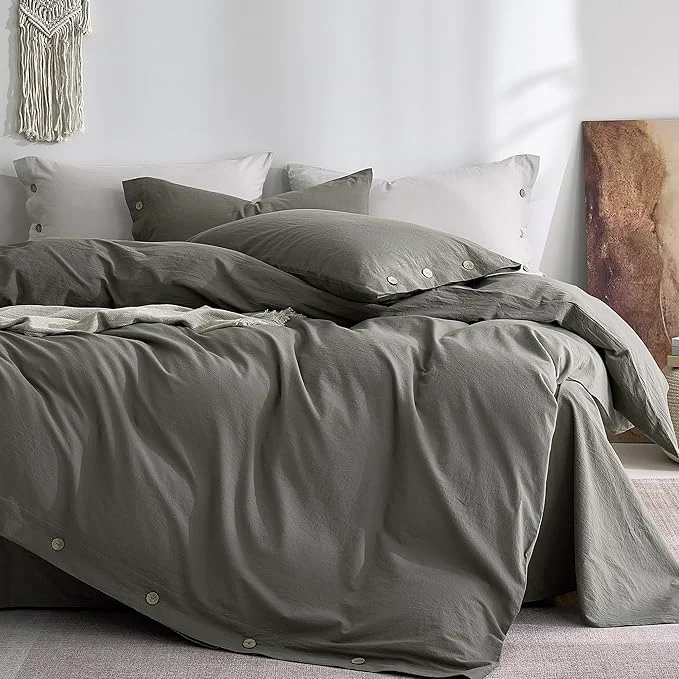 Professional JELLYMONI Washed Cotton Duvet Cover Full – Soft Breathable Linen-Look Official