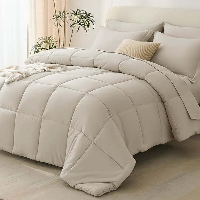 Elite CozyLux King Size Comforter Set Oatmeal High-Quality