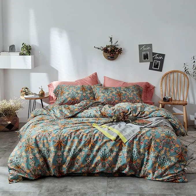 Unique mixinni Vintage Style Garden Flower Duvet Cover Set Superior