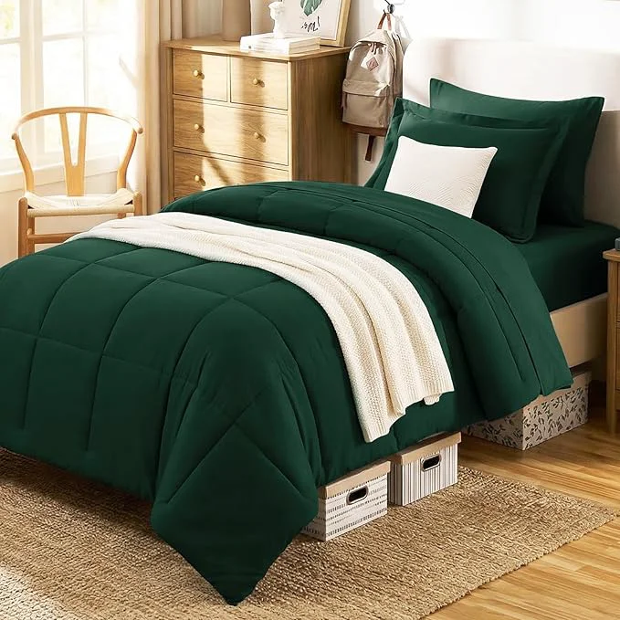 Fine Crafted CozyLux Twin XL Comforter Set Emerald Green