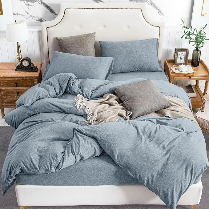 Environmentally Friendly PURE ERA Jersey Knit Duvet Cover Set T-Shirt Cotton Super Soft Comfy 3pc Safe