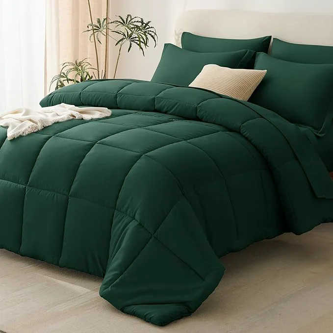 Original CozyLux Queen Comforter Set Emerald Green Outstanding