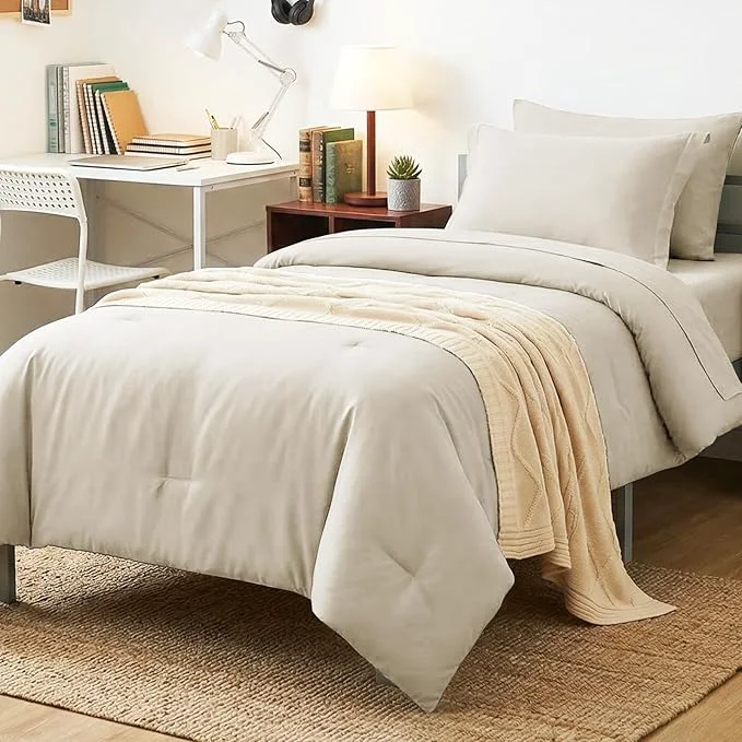 Long-Lasting CozyLux Twin XL Comforter Set Beige 5 Pieces Bed in a Bag Twin Extra Long Optimized