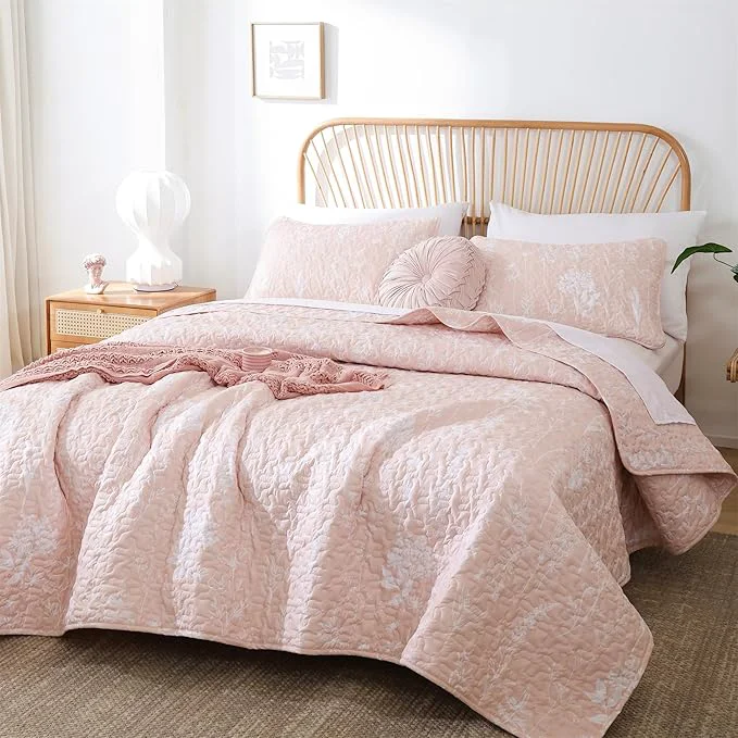 Professional JANZAA Quilts Queen Size Blush Quilt Botanical Selected