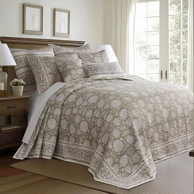 Excellent Levtex Home – Adare Taupe Bedspread Set – Twin Bedspread and 1 Standard Sham – Artisan