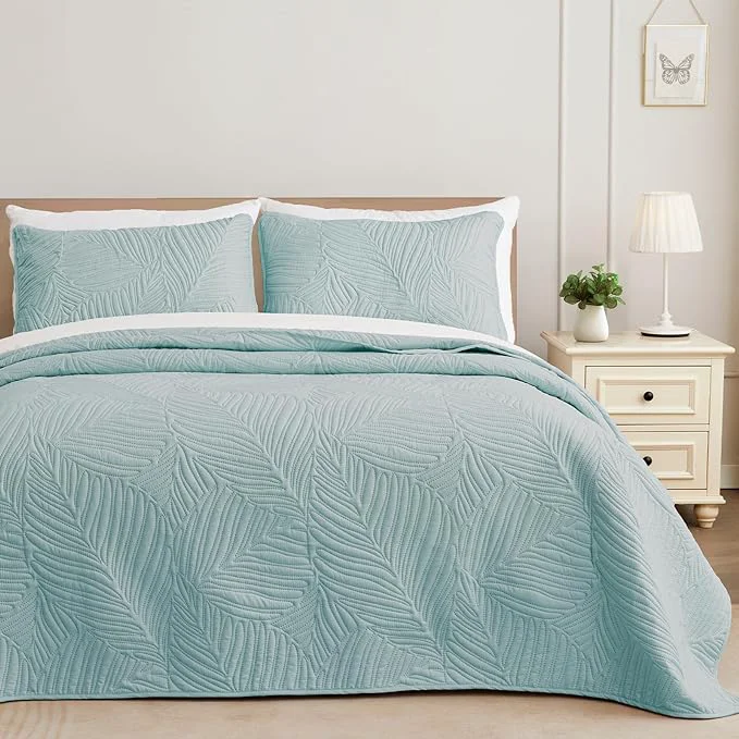 Effective Exclusivo Mezcla Queen Quilt Bedding Set Lightweight Aqua Blue Quilts Queen Durable