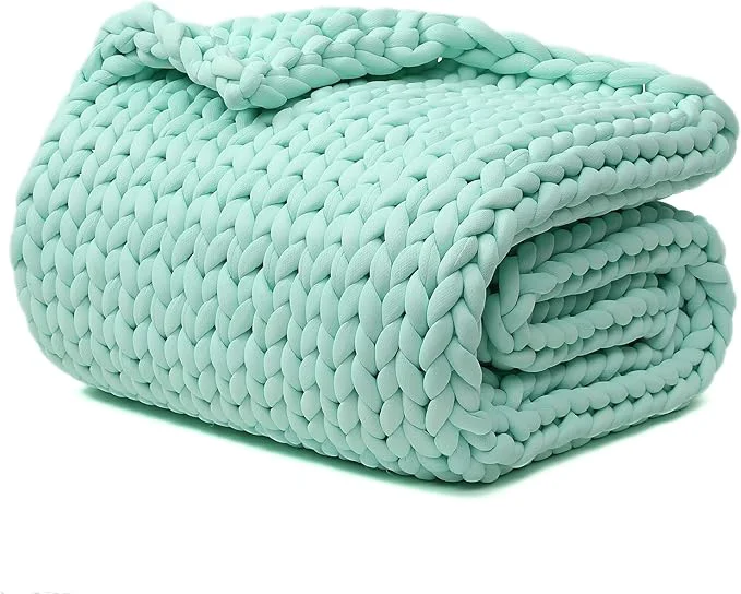 Luxury YnM Cooling Weighted Blanket Handmade Chunky Yarn Knitted Design Temperature High-End