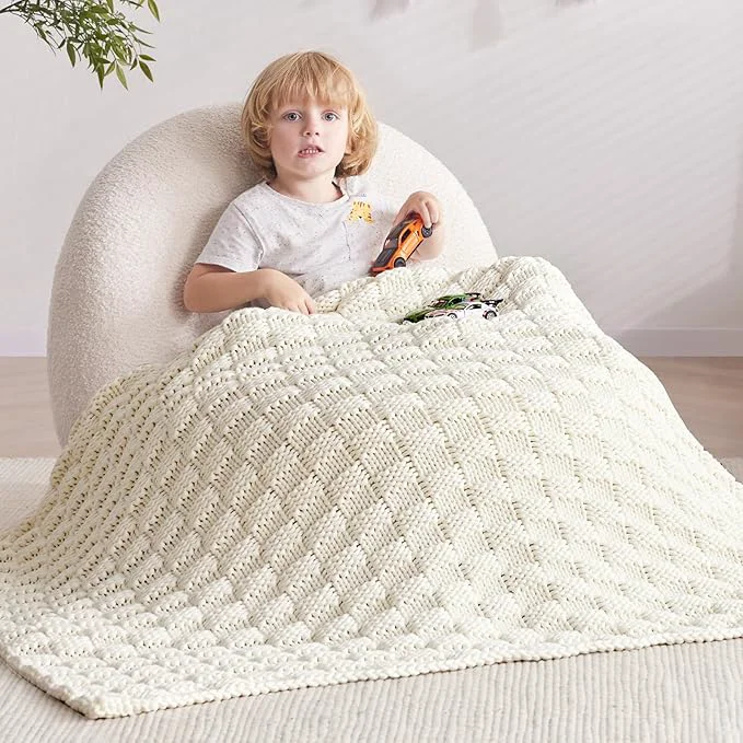 Relaxed Knitted Weighted Blanket for Adult No Beads Heavy Blanket 50 x 60'' 10lbs Selected