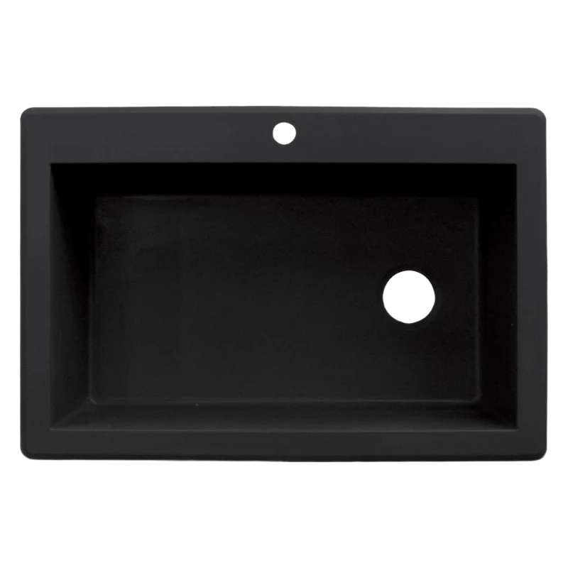 Powerful Transolid Black Top Mount Radius Granite Kitchen Sink 33x22 High-Grade