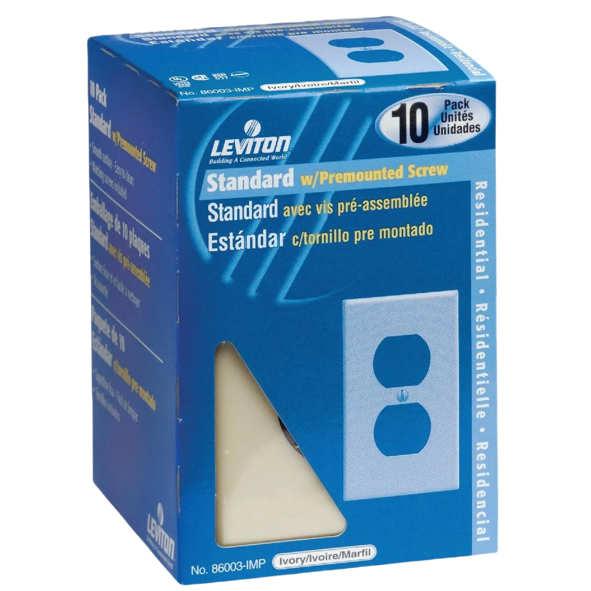Long-Lasting Leviton 1-Gang Smooth Plastic Outlet Wall Plate Ivory 10-Pack Genuine