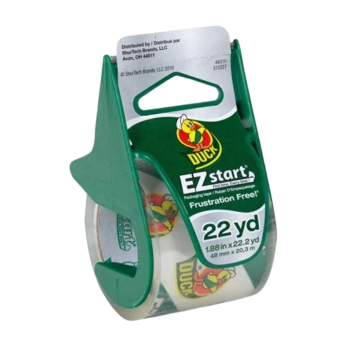 Trusted Duck Brand EZ Start Clear Packaging Tape with Dispenser 1.88 in. x 22.2 yd. Prestigious