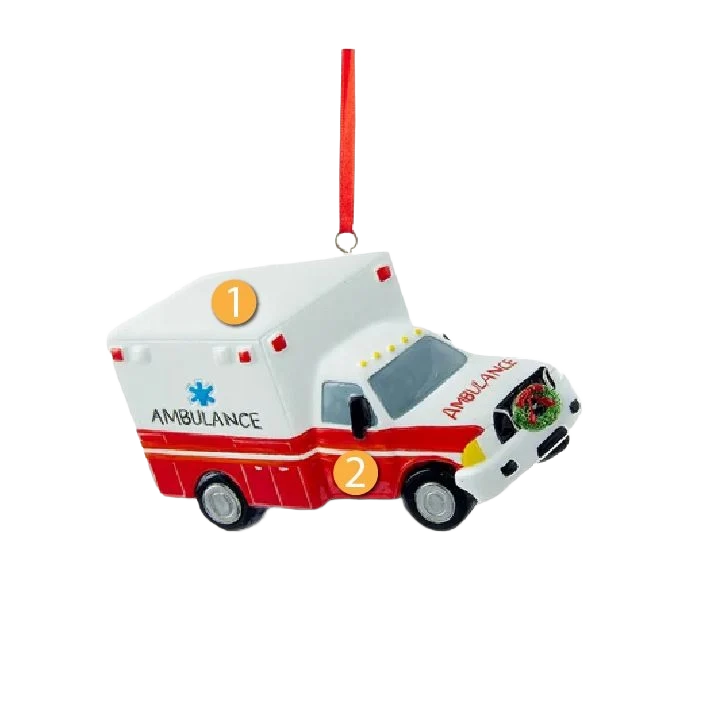 Green Kurt S. Adler Personalized Ambulance Ornament Expertly Made
