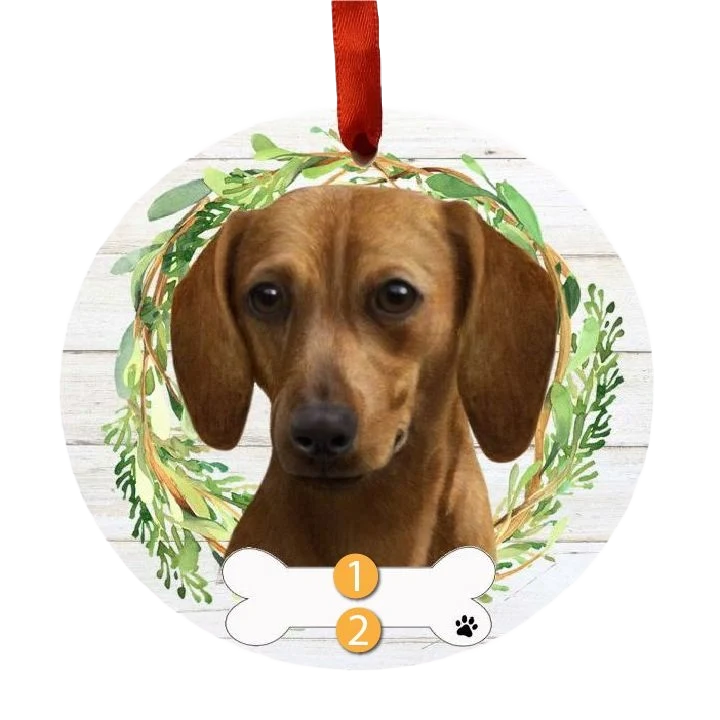 Efficient E S Pets Personalized Red Dachshund Wreath Ornament Advanced