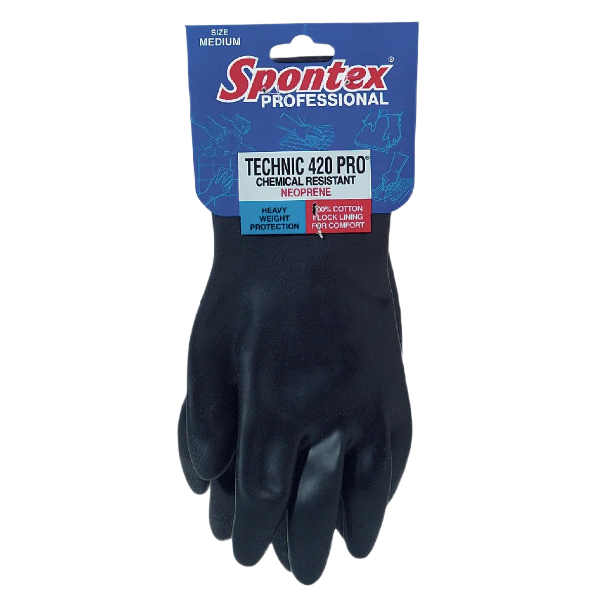 Outstanding Spontex Technic Pro Black Neoprene Rubber Glove Medium Luxury