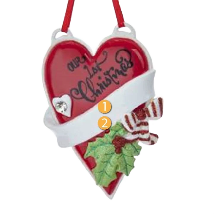 Detailed Kurt S. Adler Personalized Our 1st Christmas Heart Ornament High-End