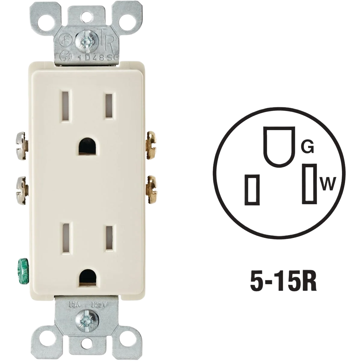 Excellent Leviton Decora 15 Amp Light Almond Tamper Resistant 5-15R Duplex Outlet User-Friendly
