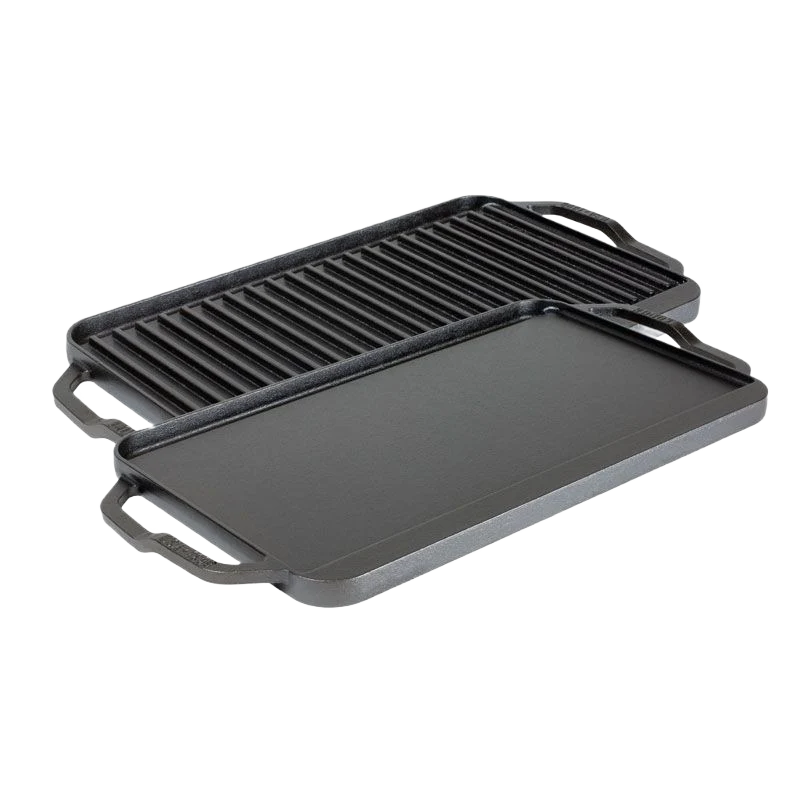 Expertly Made Lodge Chef Collection Cast Iron Reversible Grill and Griddle 19.5 in. Safe