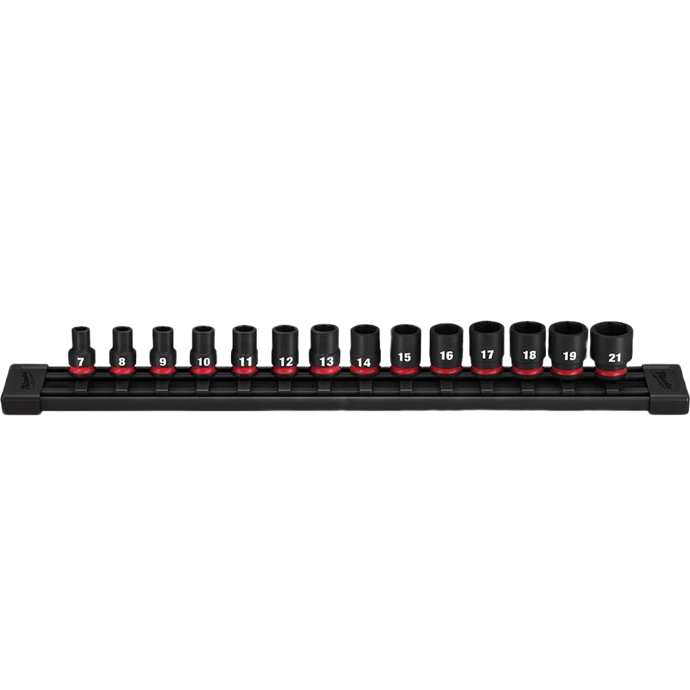 Solid Milwaukee SHOCKWAVE™ Impact Duty™ 14-PC 3 8 Drive Metric Standard 6 Point Sockets Next-Generation