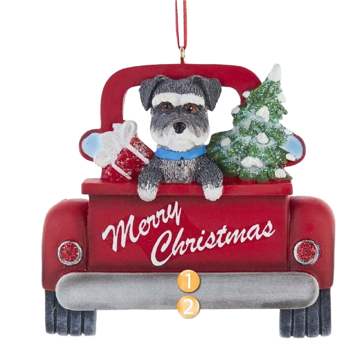 Eco-Friendly Kurt S. Adler Personalized Merry Christmas Schnauzer In Red Truck Ornament Professional