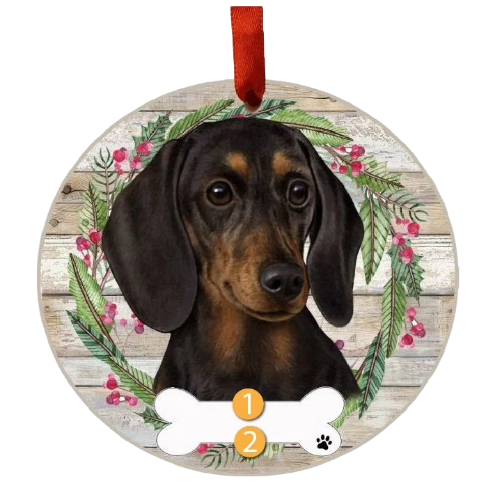 Outstanding E S Pets E S Pets Personalized Black Dachshund Face Wreath Ornament Fine Crafted