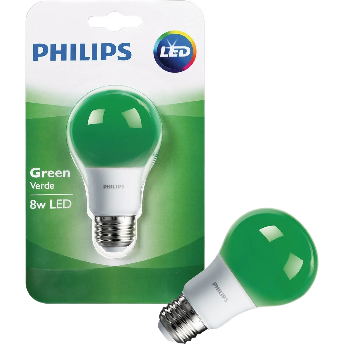 Modern Philips A19 LED 4 Watt Medium Green Party Light Bulb Eco-Friendly