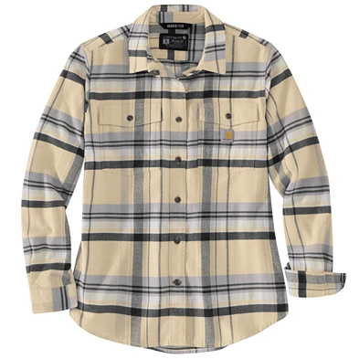 Smooth Carhartt Women's 2XL Oat Milk TENCEL trade Fiber Series Long-Sleeve Flannel Shirt Fashionable