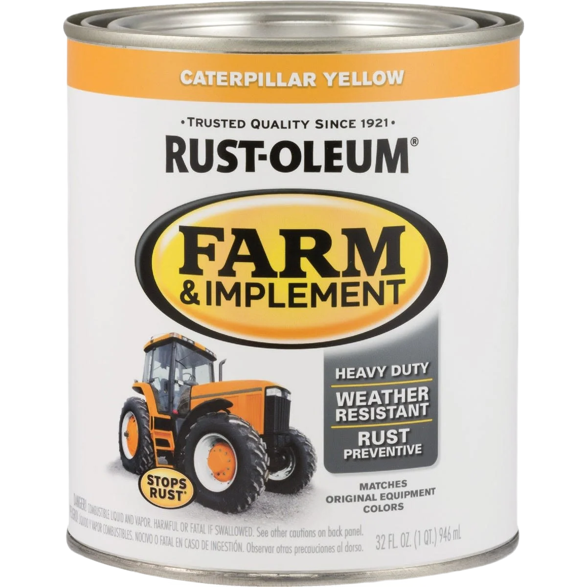 Organic Rust-Oleum Farm Equipment Caterpillar Yellow Gloss Enamel Paint 1 Quart Fine