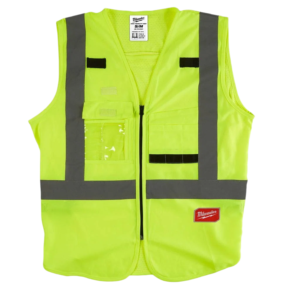 Easy-to-Use Milwaukee Men's S M Yellow High Visibility Class 2 Safety Vest Premium