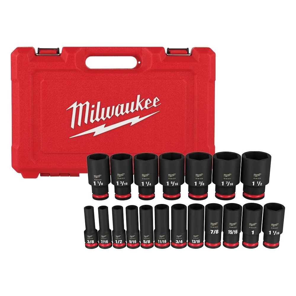 Unique Milwaukee SHOCKWAVE™ Impact Duty™ 19-PC 1 2 Drive SAE Deep 6 Point Sockets Next-Generation